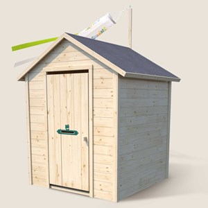 Cabane en bois avec fenêtre et boîte aux