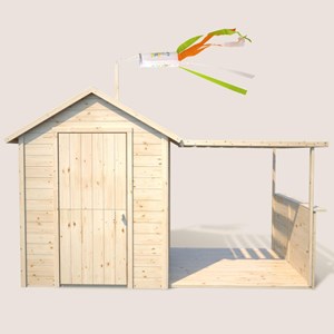 Cabane en bois avec pergola ajourée euge