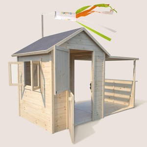 Cabane en bois avec pergola ajourée euge