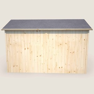 Cabane en bois avec préau et table de je