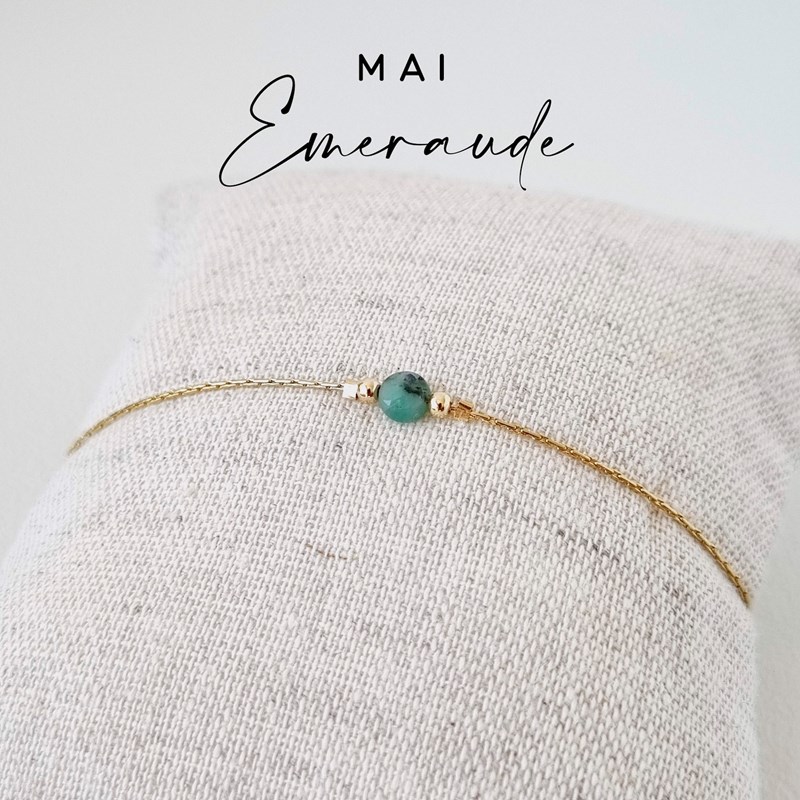 Tadaam - Bracelet or gold filled et emeraude