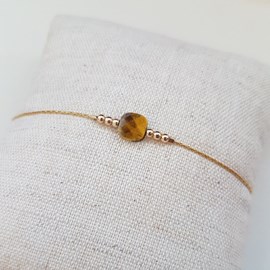 Bracelet or gold filled et œil de tigre