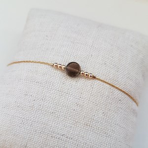 Bracelet or gold filled et quartz fumé