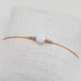 Bracelet or gold filled et agate blanche