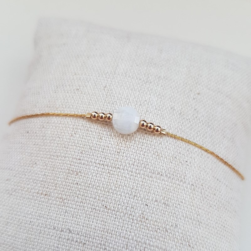 Tadaam - Bracelet or gold filled et agate blanche