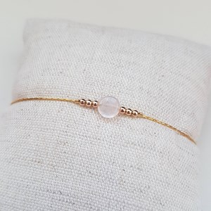 Bracelet or gold filled et quartz rose
