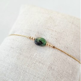 Bracelet or gold filled et rubis zoisite