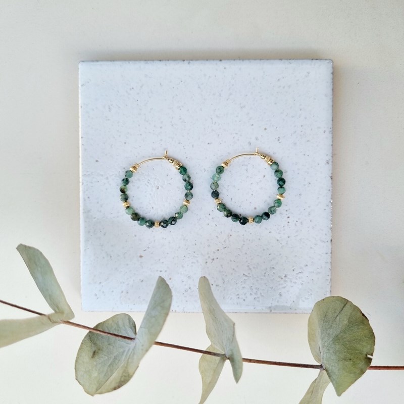 Tadaam - Boucles d'oreilles, créoles en emeraude