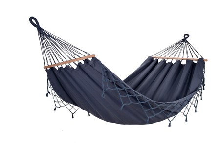 Hamac graphik anthracite à franges 300x140cm certifié fsc 100%
