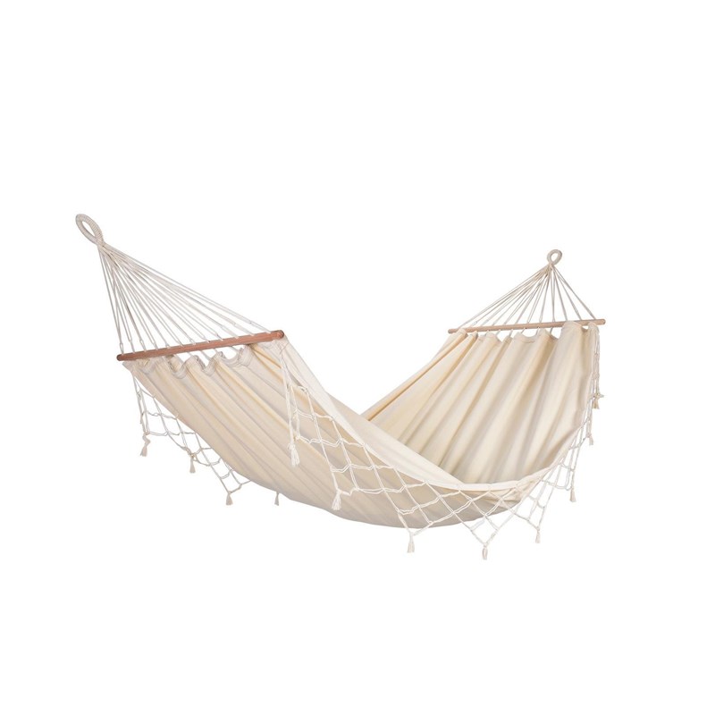 Hamac graphik écru à franges 300x140cm certifié fsc 100%