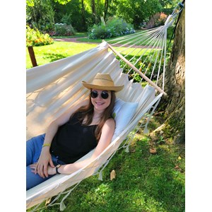 Hamac graphik écru à franges