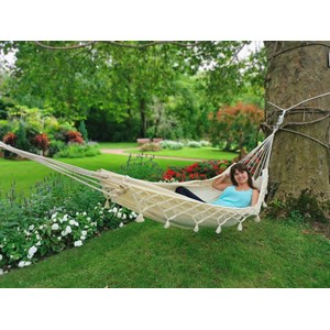 Hamac kocon écru à franges