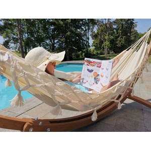 Hamac kocon écru à franges