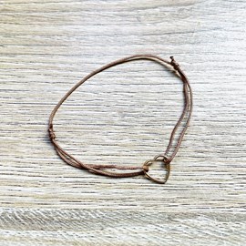Bracelet réglable mon cœur beige