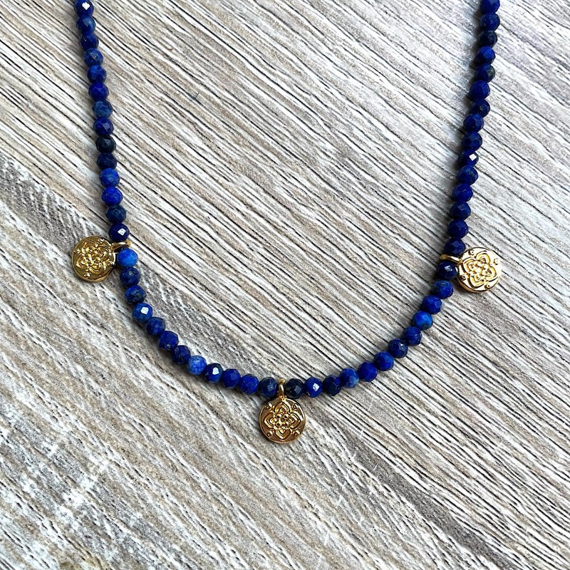 Ysie - Collier céleste médailles lapis lazuli