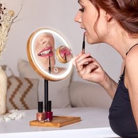 Miroir led rechargeable en bambou