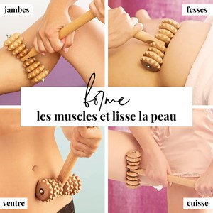 Rouleau massage cellulite masseur bois