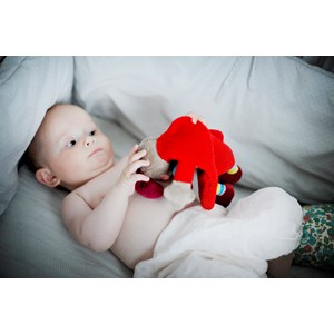 Doudou plat clown rouge