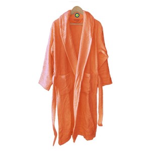Peignoir en coton bio, coloris corail, t