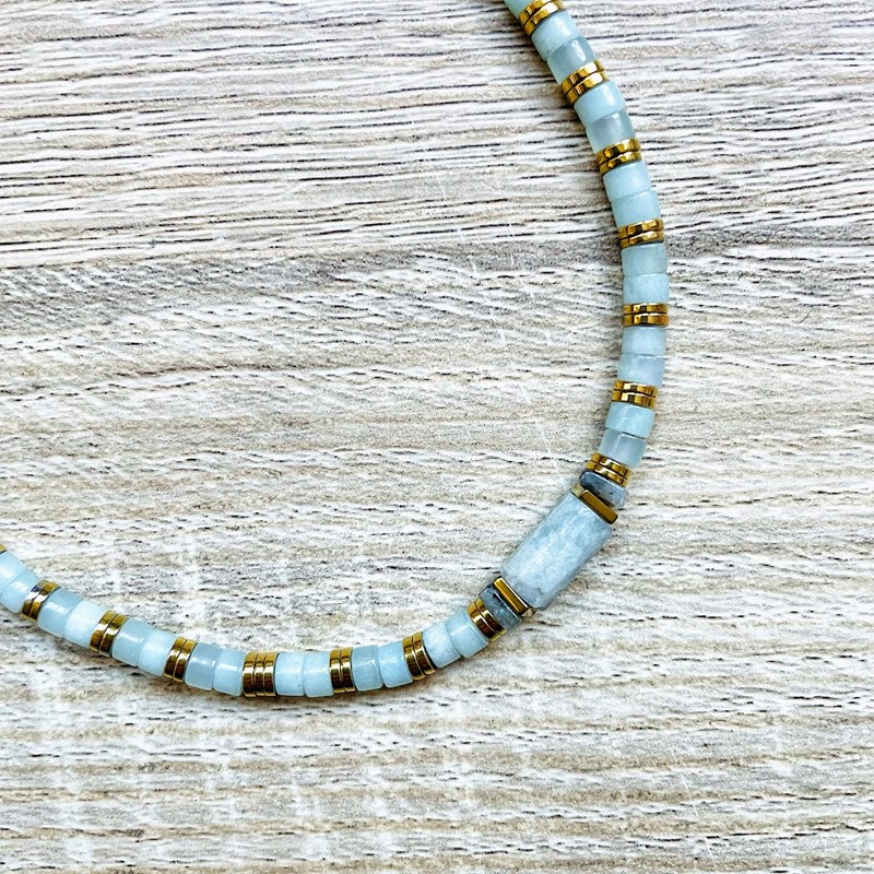 Collier jane amazonite et hématites