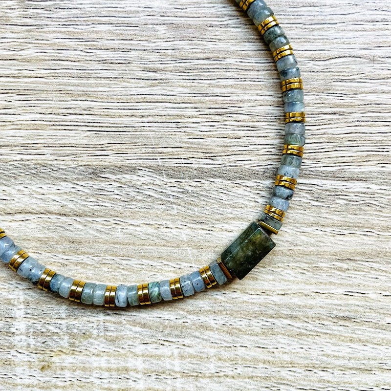 Collier jane labradorite et hématites