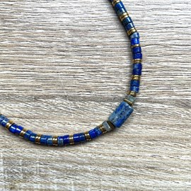 Collier jane lapis lazuli et hématites