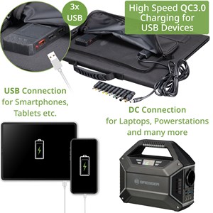 Chargeur solaire portable bresser 40 watt avec port usb et connecteur d’alimenta