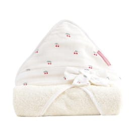 Cape de bain coton bio cerise