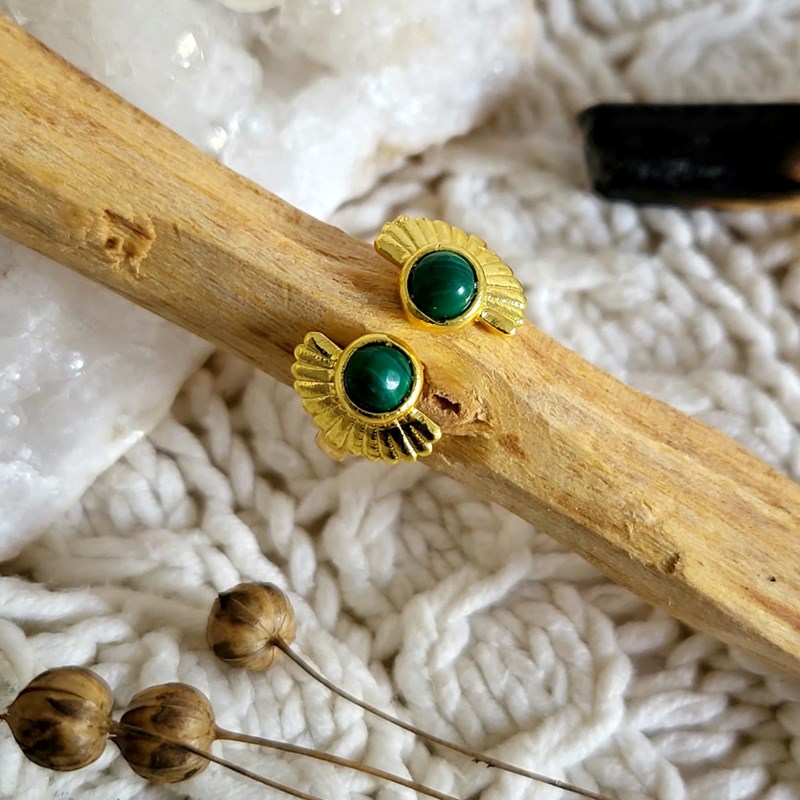 Lila in the sky - Bague malachite de guérison