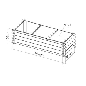 Carré potager en bois 214l - basil