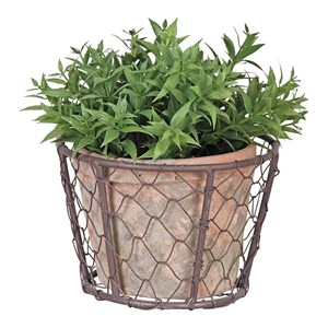 Cache pot métal et pot en terre cuite