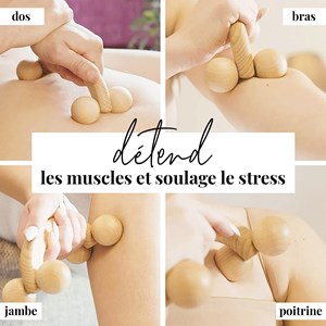 Rouleau massage masseur pour corps bois