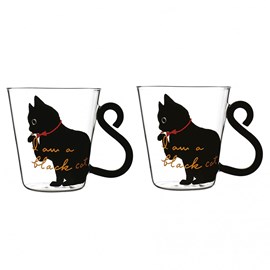 Tasses 300 ml décor chat - lot de 2