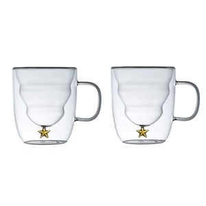 Tasses double paroi étoile dorée 250ml - lot de 2