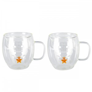 Tasses double paroi étoile dorée 250ml - lot de 2