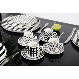 Tasses à café 90ml noir et blanc - lot de 4
