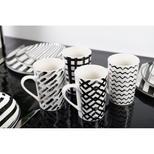 Mugs 450ml noir & blanc - lot de 4