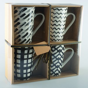 Mugs 450ml noir & blanc - lot de 4
