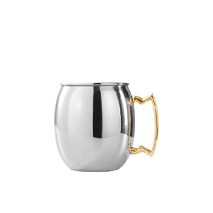 Mug inox lisse avec anse dorée