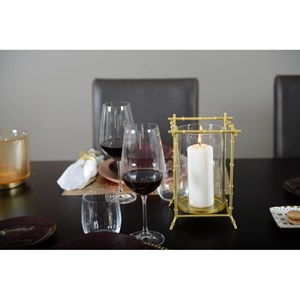 Photophore bambou metal dore 15x15x24 cm