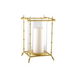Photophore bambou metal dore 15x15x24 cm