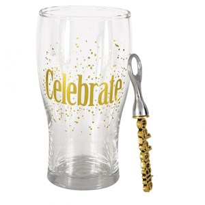 Verre à biere et décapsuleur celebrate en coffret