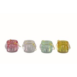 Mini bougeoir anse dorée - lot de  4 coloris assortis