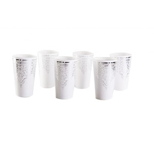 Tasses à thé blanc et argent - lot de 6