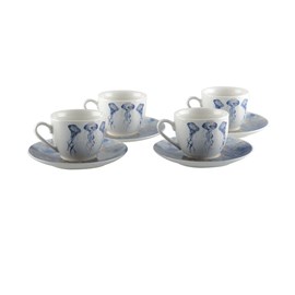 Tasses à café avec sous tasses méduse - lot de 4