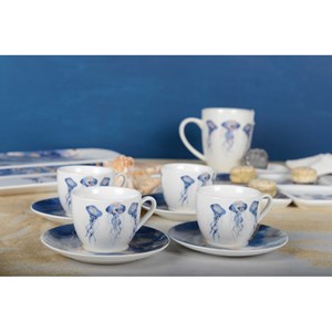 Tasses à café avec sous tasses méduse - lot de 4