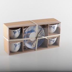 Tasses à café avec sous tasses méduse - lot de 4