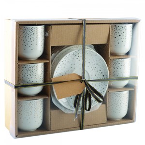 Tasses café 90ml plumetis doré - lot de 6