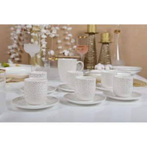 Tasses café 90ml plumetis doré - lot de 6
