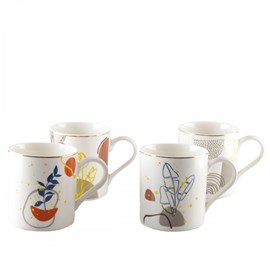 Mugs art déco 390ml - lot de 4